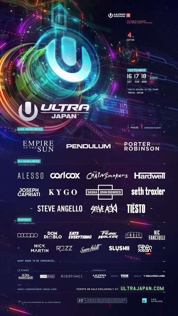 Ultra Japan Phase One Lineup Beat Night Mx