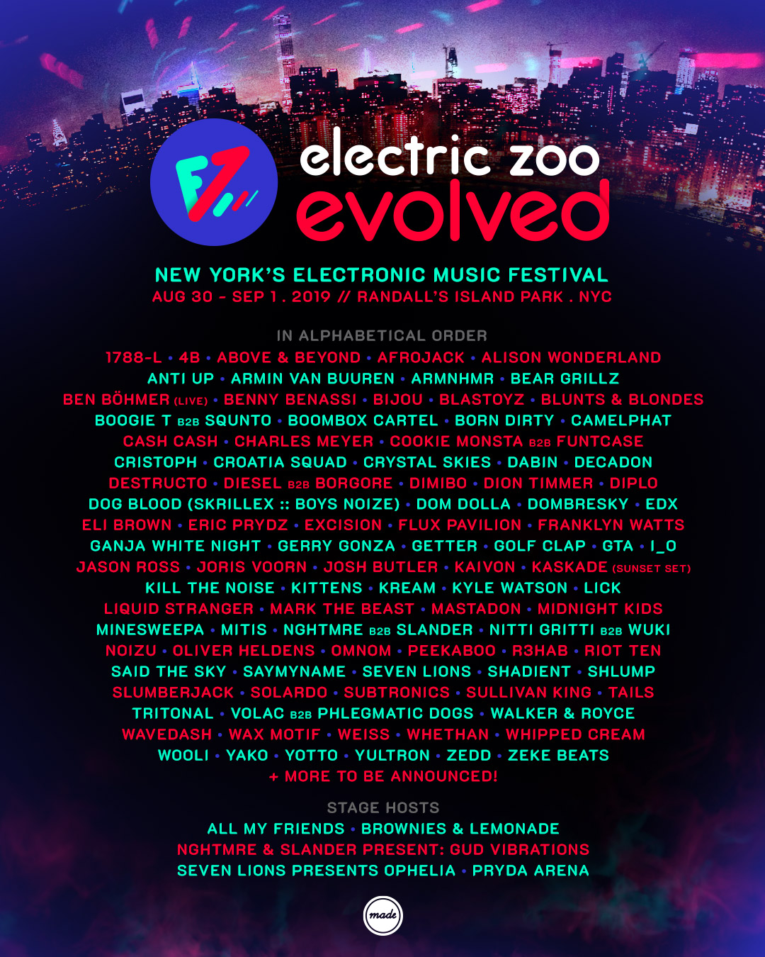 ¡Se revela lineup del festival Electric Zoo Evolved! Beat Night MX